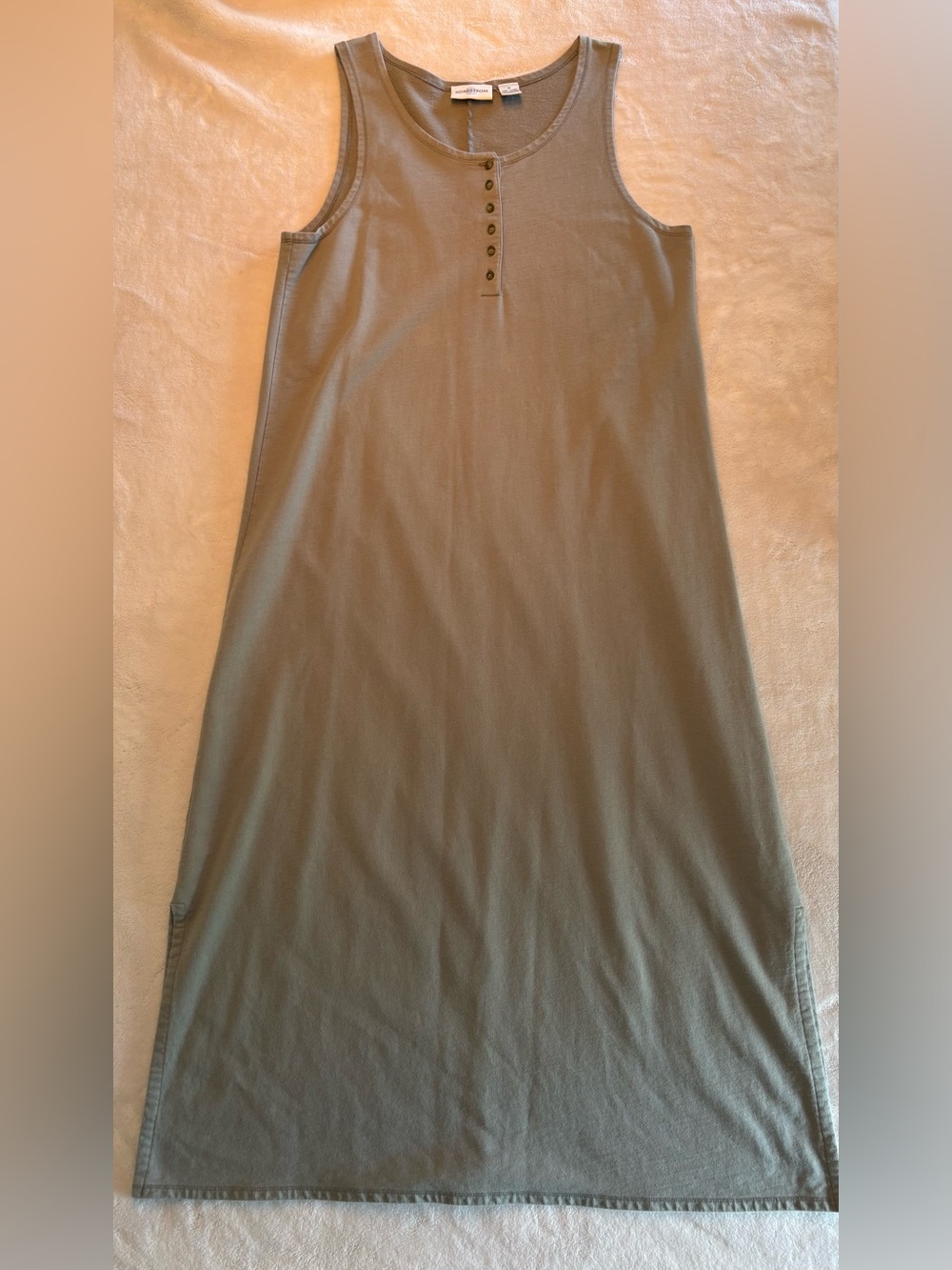 Nordstrom Women’s 100% Cotton Medium Sage Olive  Green Maxi Summer House Dress